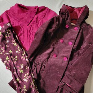 Gymboree Berry Patch size 5-6 Sweater, & Coat, size 5 leggings VGUC set.